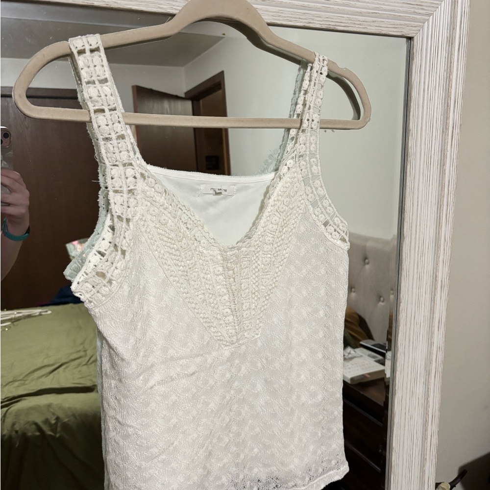 Maurices White Cropped Embellished Tank Top